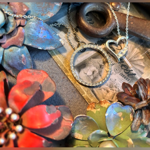 Sterling Silver 925 Diamond Crystal CZ Layering Sparkly Gift Double 2 Necklaces - Picture 5 of 13